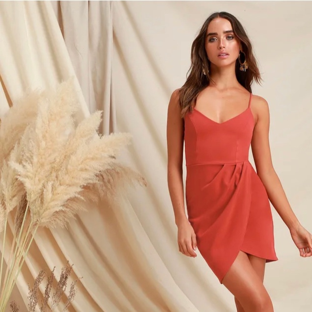 NEW Lulu’s Forever Your Girl Rust Red Bodycon Dress, Size S